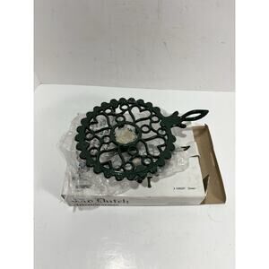 Vintage Cast Iron White Enamel Rubber Feet Old Dutch Trivet/Warmer New Open Box